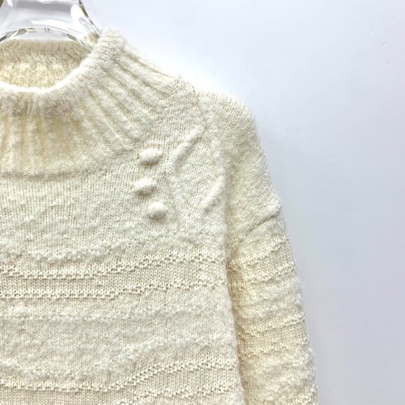 Chanel Ski Collection Beige Rhinestone-Embellished Merino Wool Mock Knit Sweater - Picture 3 of 8